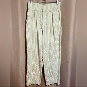 Urban Outfitters Medium Linen Blend Cream Wide Leg Textured Seersucker Pants